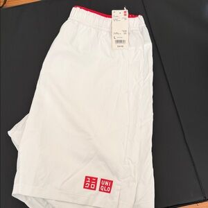 Uniqlo White Sport Shorts with Red Accents